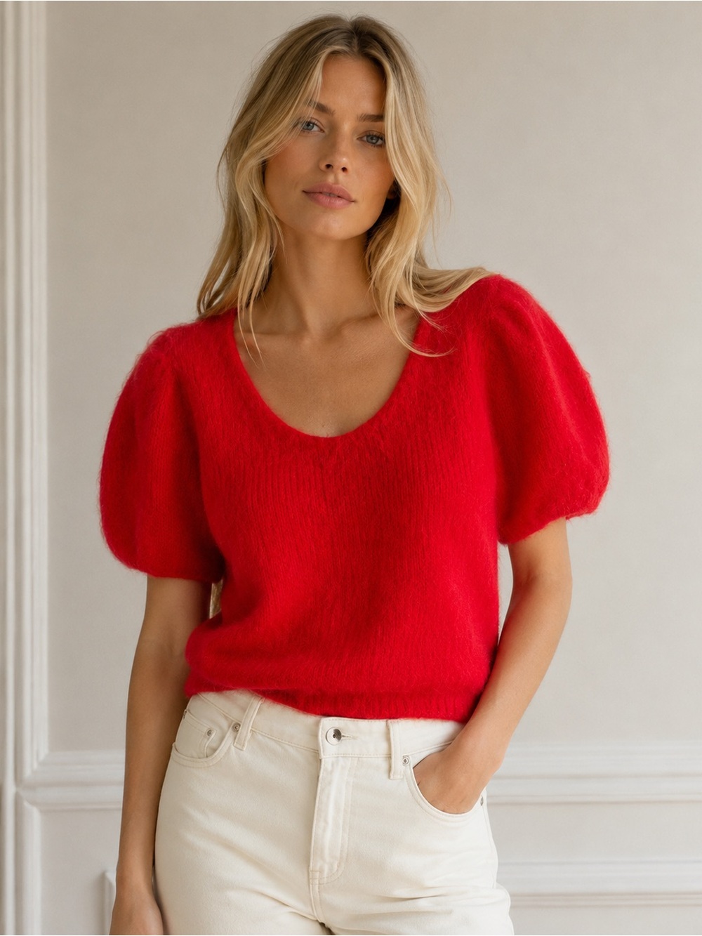 NWT American Dream Knit Sweat Tee Alpaca Lipstick Red size M